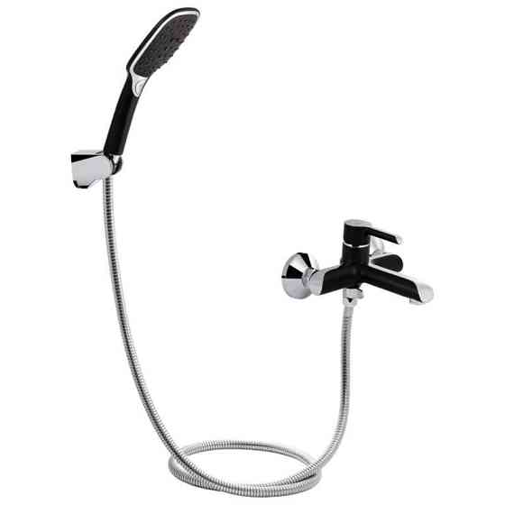 Змішувач для ванни Qtap Grand BCR 006 з душовим гарнітуром, чорний / хром Київ