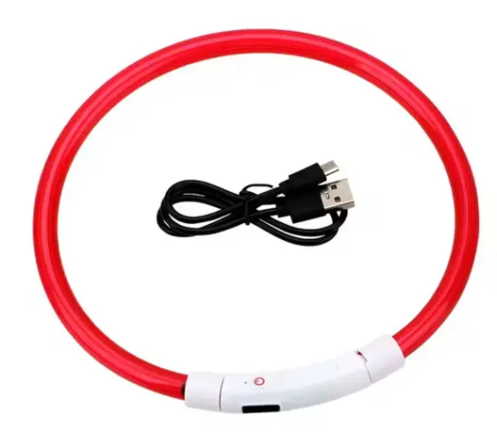 Светящийся ошейник для собак или котов с USB-зарядкой, имеет три режима свечения S 35 см красный Киев