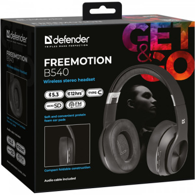 Наушники Defender FreeMotion B540 Bluetooth Black (63540) Винница - изображение 7