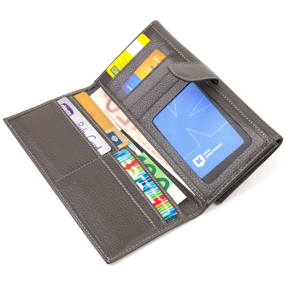 Вместительное женское портмоне из натуральной кожи флотар CANPELLINI 21851 Серое Киев - изображение 6