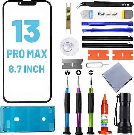 Дисплей iPhone 13 Pro Max 6.7" чорний переднє скло комплект з клейкою стрічкою водонепроникний без LCD та сенсора Київ