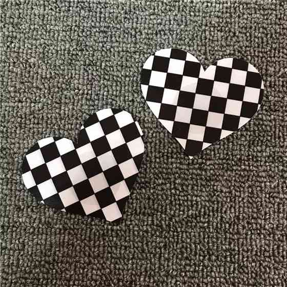 Стікіні на груди Сердечка 8 см чорно-білий Київ