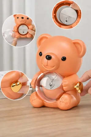 Вращающаяся шкатулка-медведь с розой в колбе Коломия