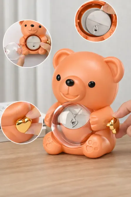 Вращающаяся шкатулка-медведь с розой в колбе Коломия - фото 1