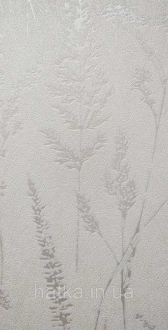 Шпалери вінілові на флізеліні Grandeco Universe 5 гілки листя квіти польові сріблясті на білому Київ - фото 2