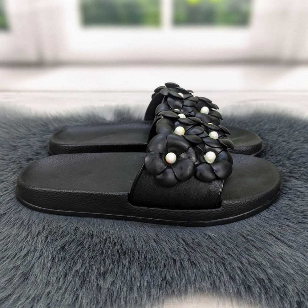 Шльопанці жіночі чорний "Квіткові" Одеса - фото 12