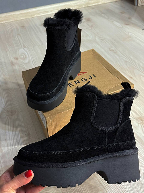 Черевики жіночі Hengji 002-1 замшеві на хутрі високі чорні, 37, 23,5 см Київ - фото 11