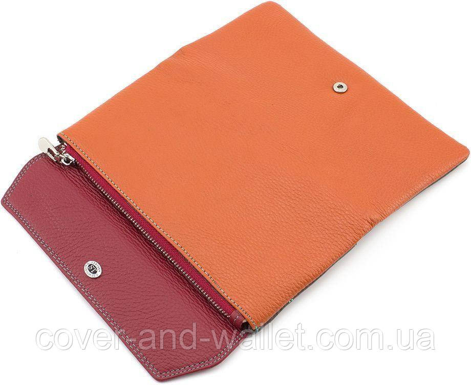 Тонкий женский кожаный кошелек купюрник оранжевого цвета SB 42 Киев - изображение 9