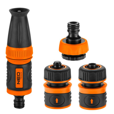 Набор для полива Neo Tools 1/2", ороситель прямой, 2 коннектора для шланга, коннектор для крана 1/2"-3/4" (15-710) Винница - изображение 1