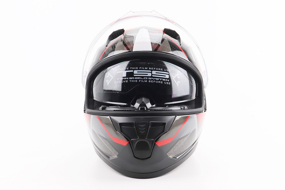 Шолом інтеграл, закритий (сертифікація DOT)+відкидні окуляри BLD-M67 L (59-60см), ЧОРНИЙ/ЧЕРВОНО-СІРИЙ Київ - фото 5