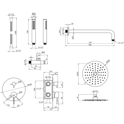 Душевой гарнитур Kroner Edelstahl Klassisch-SCH082 + змішувач Edelstahl Klassisch-SCH010 (CVS30163) Винница - изображение 7