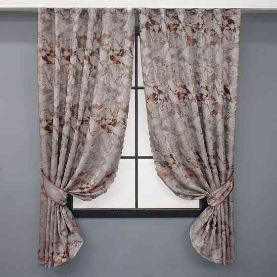 Комплект коротких штор VR-Textil Жаккард Мрамор Al3 № 1600ш Бежевый с терракотовым 145х170 см 2 шт (35-0240) Киев