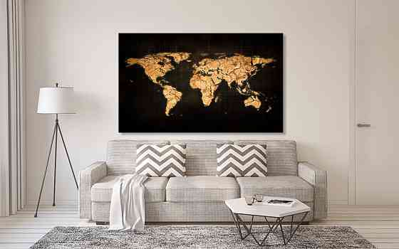 Картина холст в гостиную / спальню   Мапа світу   MLP_224 80х160см Киев