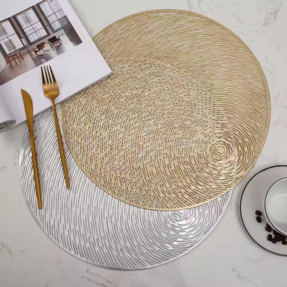 Сервировочная салфетка круглая под горячее, коврик сервировочный серебристый набор 2 шт Каменец-Подольский - изображение 4