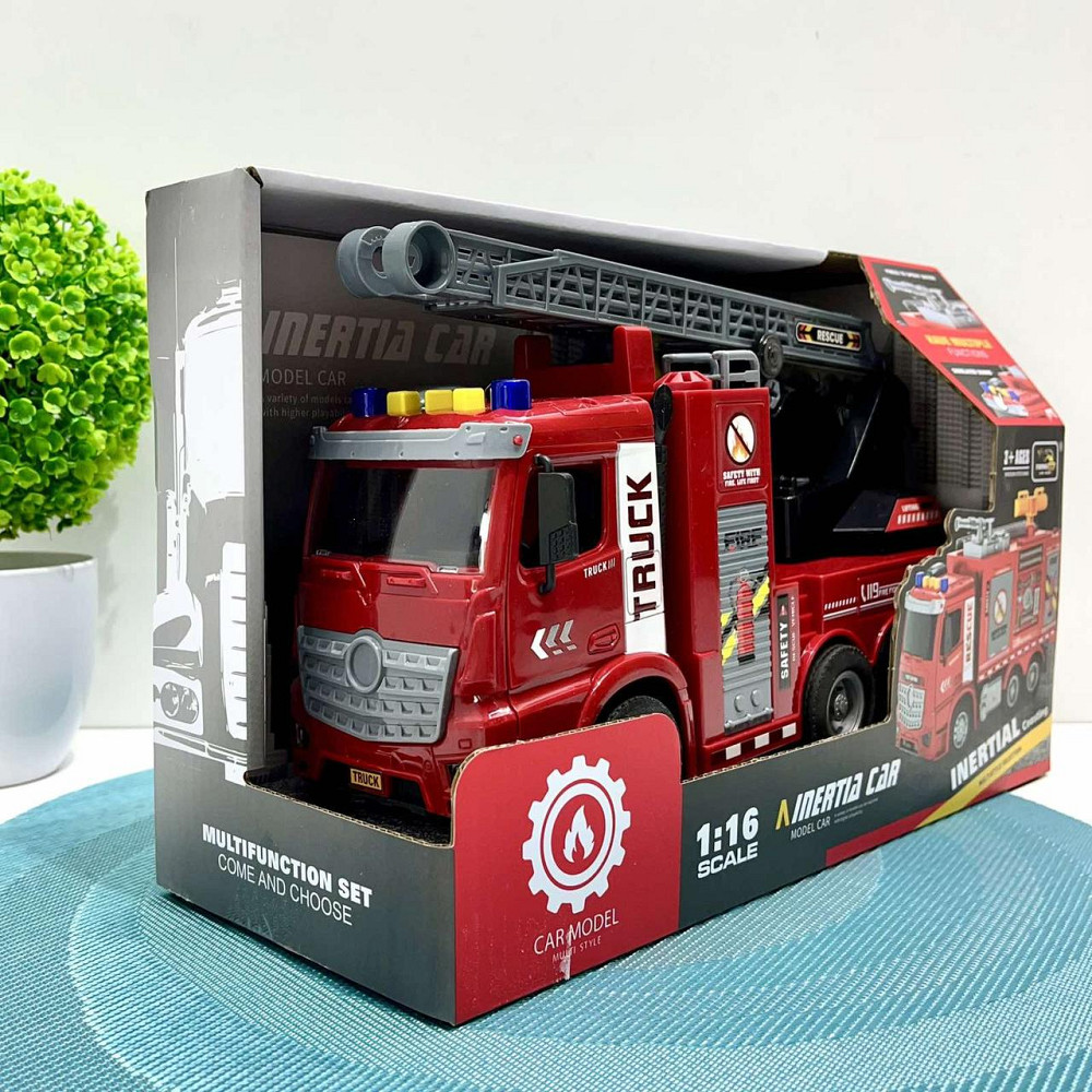 Спецтехніка Пожежна машина звук підсвічування механічний розбризкувач води кран рухомі деталі інерція Червоний (ZH 812-6) Чернигов - изображение 7