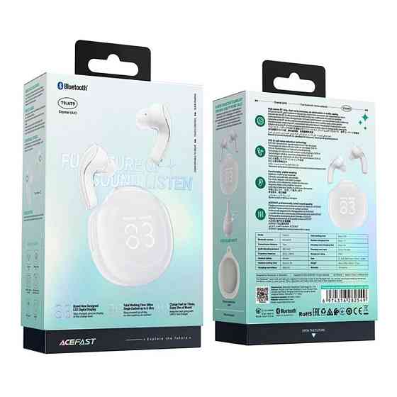 Бездротові навушники ACEFAST T9 Crystal (Air) color bluetooth earbuds Porcelain White Київ