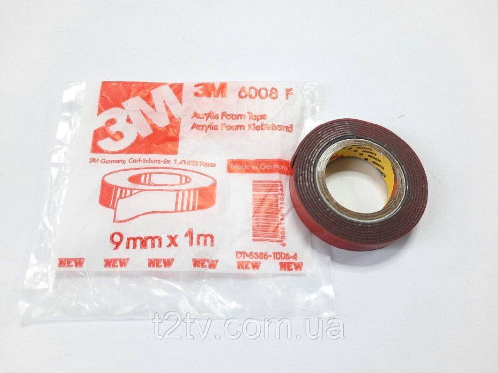 Скотч двосторонній 3M 6008F 9мм*1м*0,8мм Вінниця - фото 1