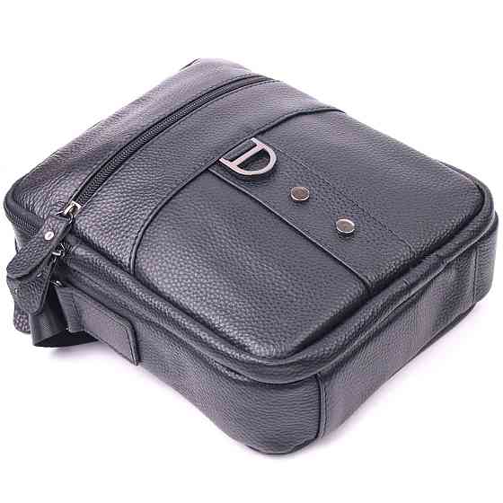 Практична чоловіча сумка з натуральної шкіри 21291 Vintage Чорна Київ