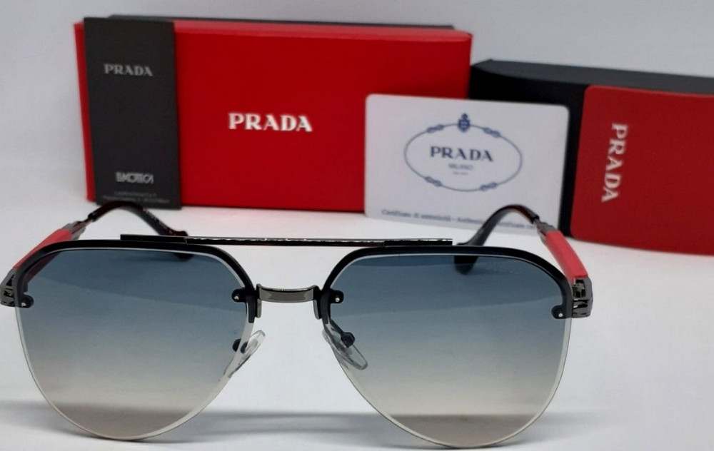 Мужские брендовые очки капли бежево голубой градиент в металле. Киев - изображение 7