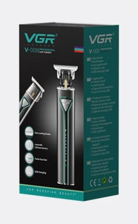 Тример-машинка акумуляторна для стриження волосся й бороди VGR V-009 (4 насадки) Чорний Київ