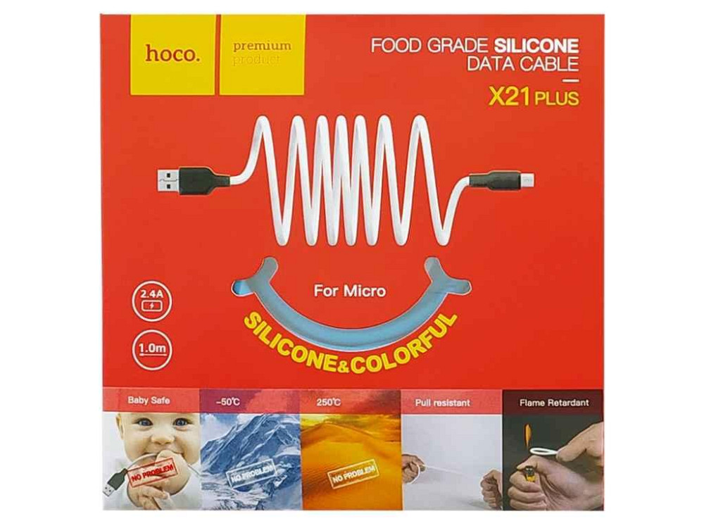 Кабель microUSB X21 Plus силіконовий 1м ТМ Hoco Київ - фото 1