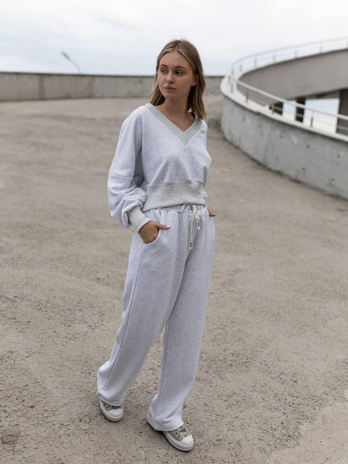 Женский базовый прогулочный костюм двойка: кофта и штаны турецкая трехнить пенье Меланж Одесса - изображение 6