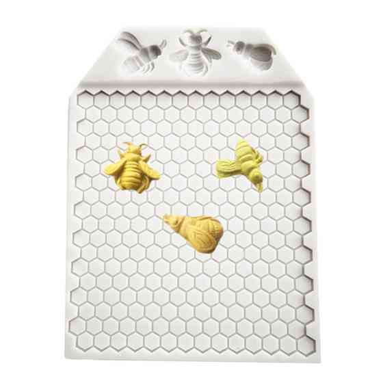 Молд силіконовий Бджола та соти 13 на 17 см сірий Київ