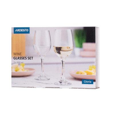 Набор бокалов Ardesto Gloria, 300мл, 3шт, скло, прозорий (AR2630GWT) Винница - изображение 2