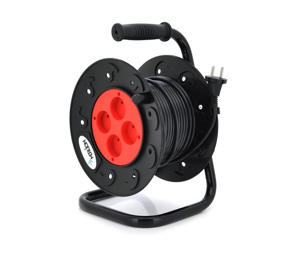 Удлинитель на катушке MERLION 2х0,75, 30 м, 10А, 220В, 4xSCHUKO socket, кабель нг-LS, Q4 Полтава - изображение 1