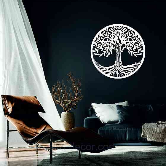 Декоративное настенное 3D Панно «Дерево в кругу» Декор на стену с объемом 90*90 см, Белый Киев
