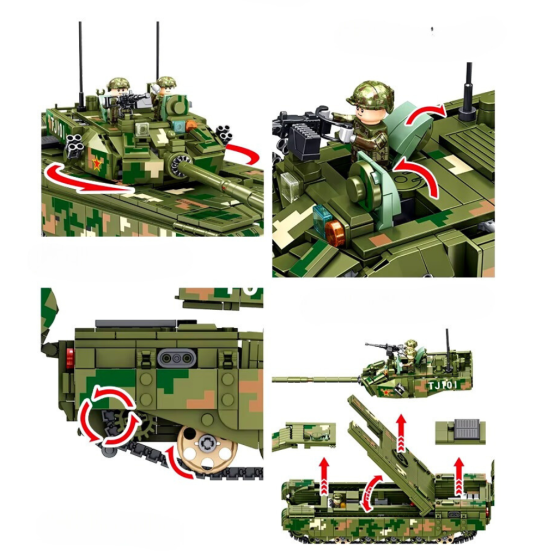 Конструктор дитячий ігровий танк військовий 99A PANLOS на 1309 деталей зеленого кольору Кам'янець-Подільський