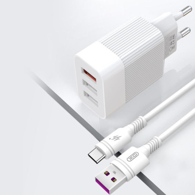 Зарядное устройство XO 1xUSB QC3.0 18W + 2xUSB 2.4A + cable USB-C white (L72-TC-WH) Винница - изображение 6