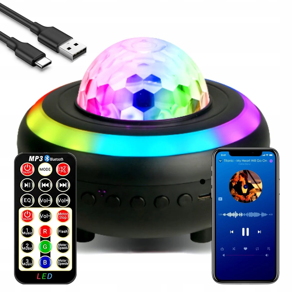 Світлодіодний проектор нічного неба "Галактика": Ocean Wave, Bluetooth-колонка, 18 режимів та пульт ДК Київ - фото 9