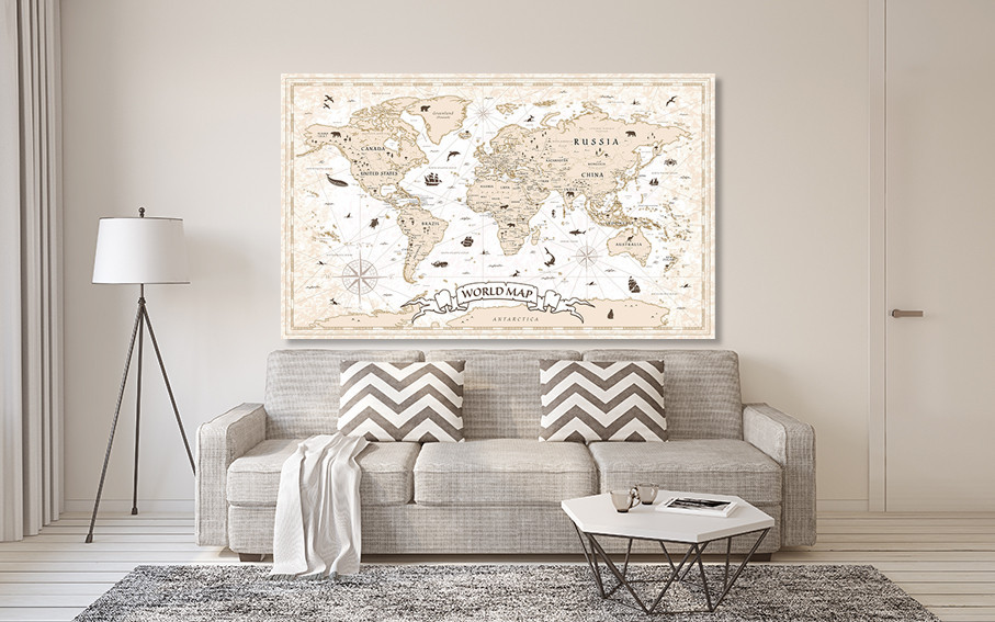 Картина холст в гостиную / спальню  Мапа світу     MLP_52 50x100 см Киев - изображение 2