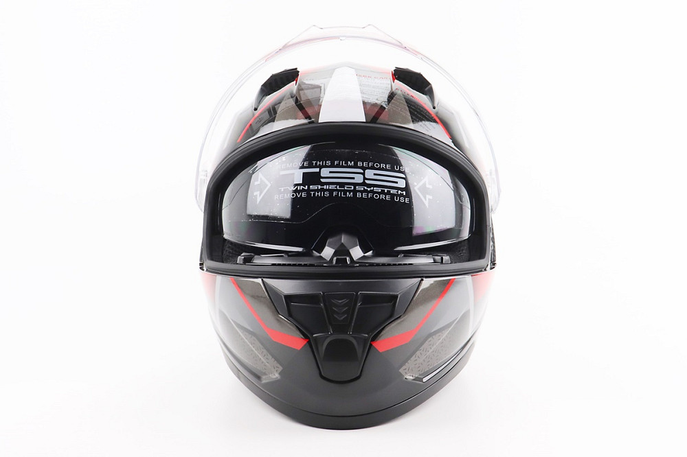 Шолом інтеграл, закритий (сертифікація DOT)+відкидні окуляри BLD-M67 М (57-58см), ЧОРНИЙ/ЧЕРВОНО-СІРИЙ Киев - изображение 5