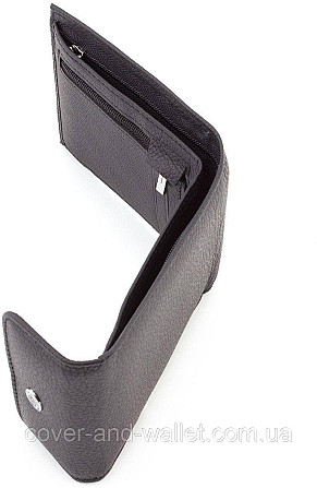 Оригінальний шкіряний чоловічий гаманець чорного кольору ST Leather Київ - фото 3