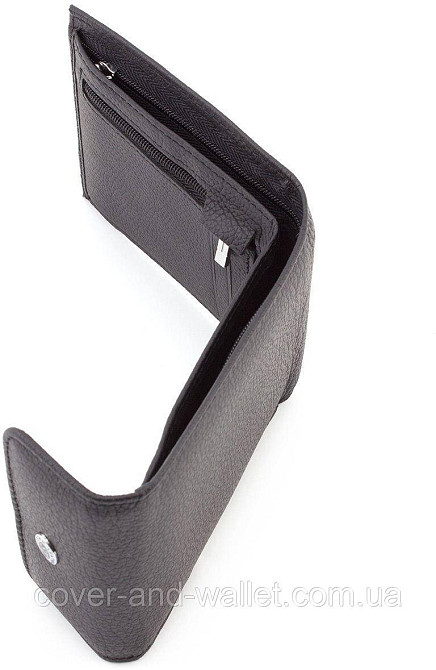 Оригинальный кожаный мужской кошелёк черного цвета ST Leather Киев - изображение 3