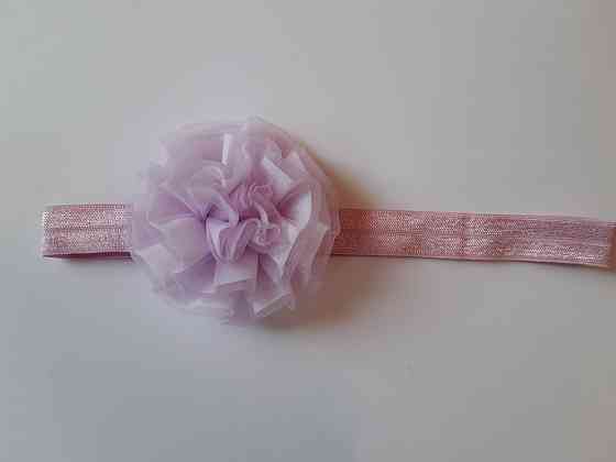 Дитяча пов'язка бузкова - розмір універсальний (на резинці), квітка 7см Київ