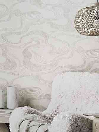 Шпалери вінілові на флізеліні Marburg Travertino 1.06х10 абстракція смужки точки під кору дерева чорні білі Київ