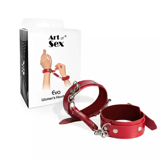 Наручники із екошкіри Art of Sex - Eva, колір червоний Львів
