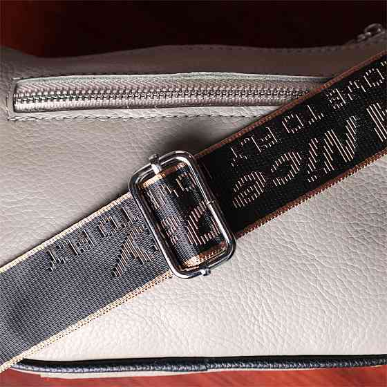 Красивая женская сумка с вышивкой на лицевой стороне из натуральной кожи Серая (Vintage) Киев