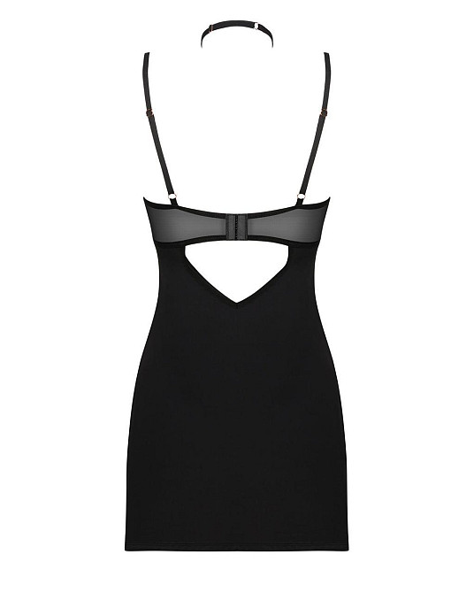 Сорочка Obsessive Selinne chemise & thong M/L Black, стрінги, подвійні бретелі Sex Aura Київ - фото 4