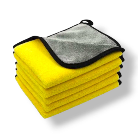 Серветка з мікрофібри De-Wash 90×70 см двостороння жовто-сіра для сушіння авто Київ