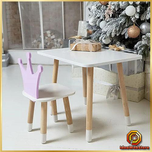 Красивый универсальный стол и стульчик детский корона фиолетовая, детский комплект стол стульчик для игр Киев - изображение 1