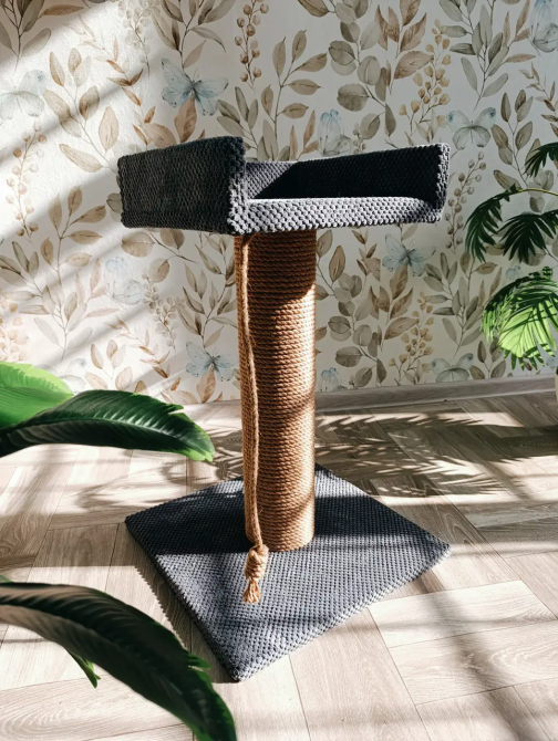 Когтеточка с лежанкой для кота 2 в 1, когтеточка для котов 61×40×40 см с джутовой верёвкой Киев - изображение 1