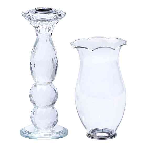 Yiwu Підсвічник скляний 7×31.5 см підсвічник декоративний келих на ніжці HP-4-5M Коломия