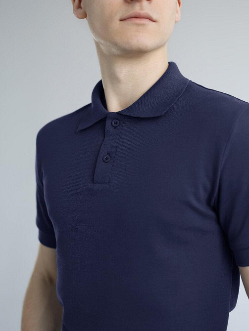 Темно-синее мужское классическое поло на пуговицах Pobedov. Футболка поло Pobedov Royal синяя Киев - изображение 2