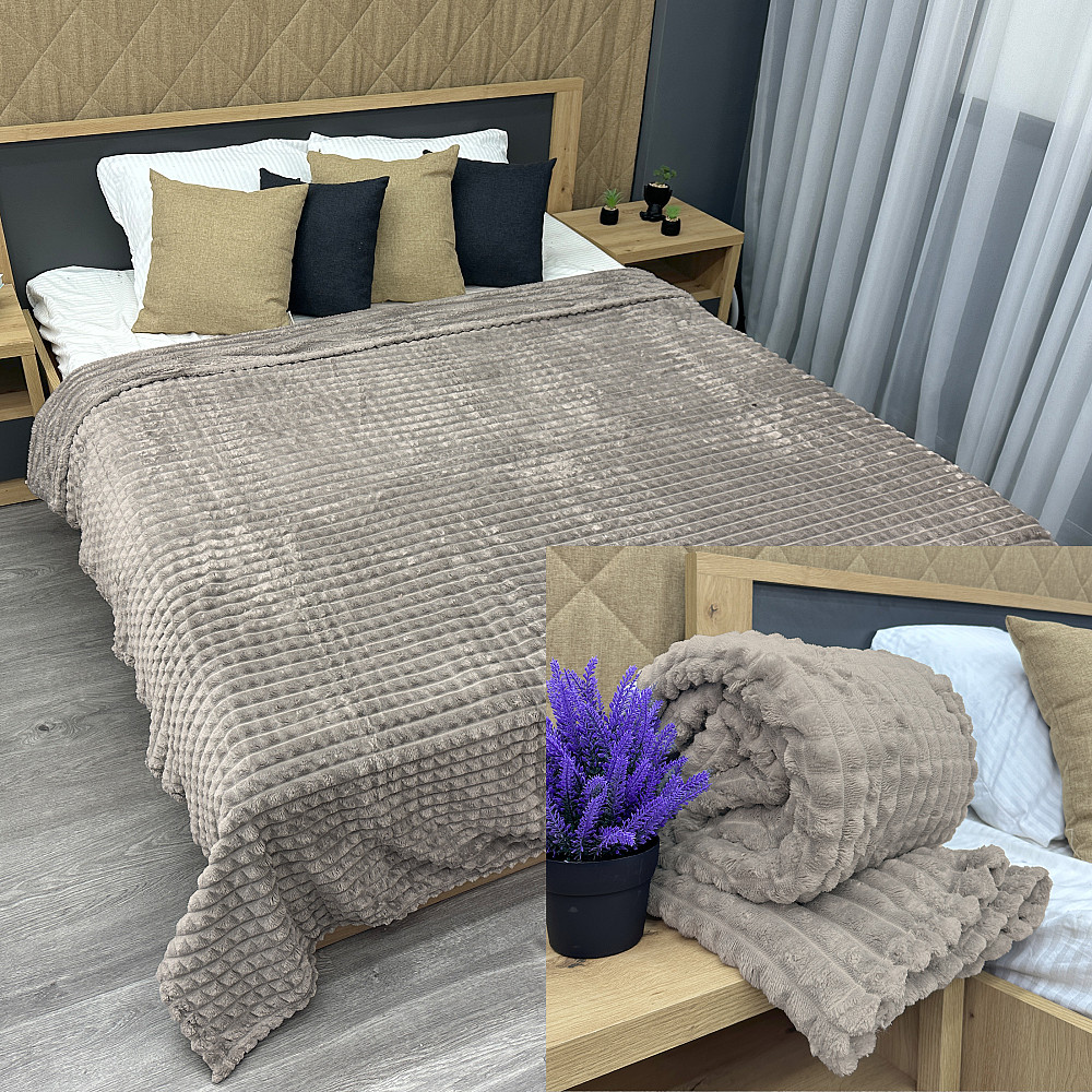 Плед-покривало Кубик 200х220 см (+-10см) Світло-сірий (87-228) Київ - фото 1