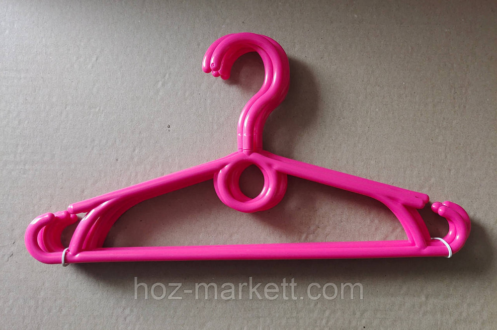 Дитячі вішалки плічка, тремпель пластиковий з неповоротним гачком рожевий 32 см 5 шт уп Польща Харків - фото 1