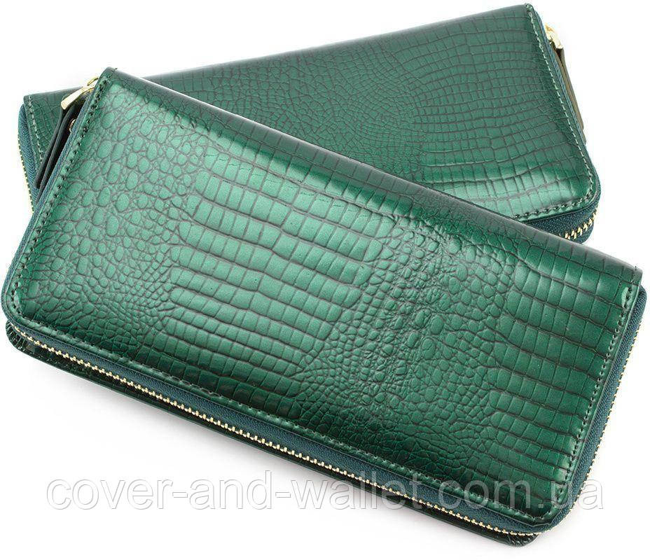Модний лаковий жіночий гаманець на блискавці зеленого кольору ST S7001A Київ - фото 2